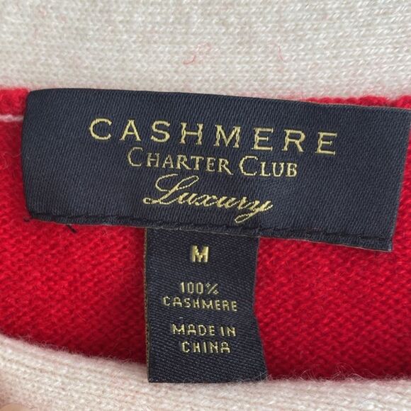 Charter Club 100% Cashmere bow tie sweater sz M Blight Red Preppy Feminine Chic - Picture 4 of 8